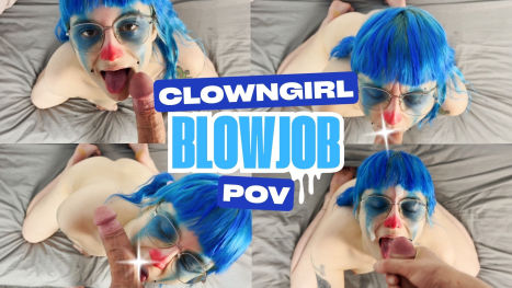 Clown Glasses Blowjob POV Messy Facial