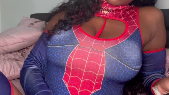 Spider Girl Rubs Pussy