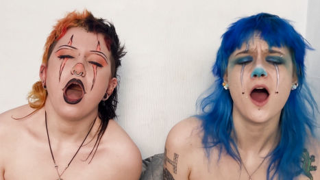 Beautiful Agony Clowns: Two Clowns Cum Hard