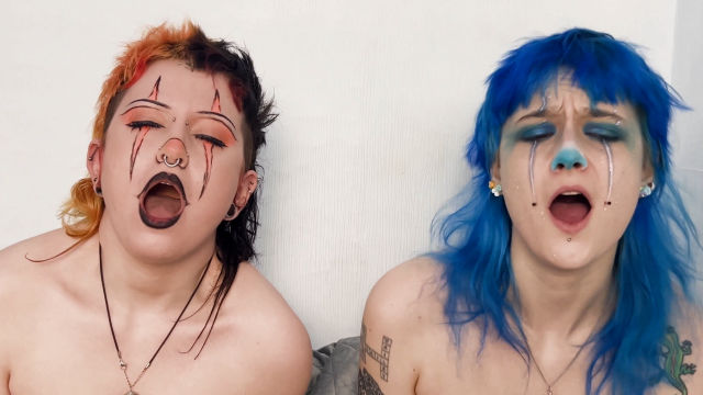 Beautiful Agony Clowns: Two Clowns Cum Hard