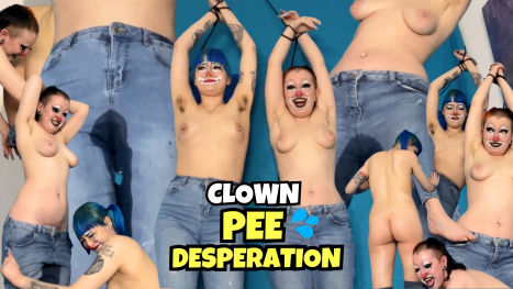 Restrained Clowns Denim Jeans Wetting Toilet Desperation