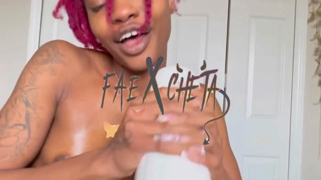 Fae Uses Fleshlight on Cock with Creamy Lube