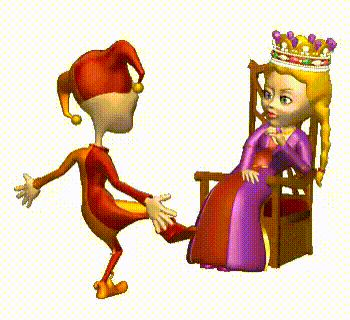 Silly jester dances for a princess meme gif