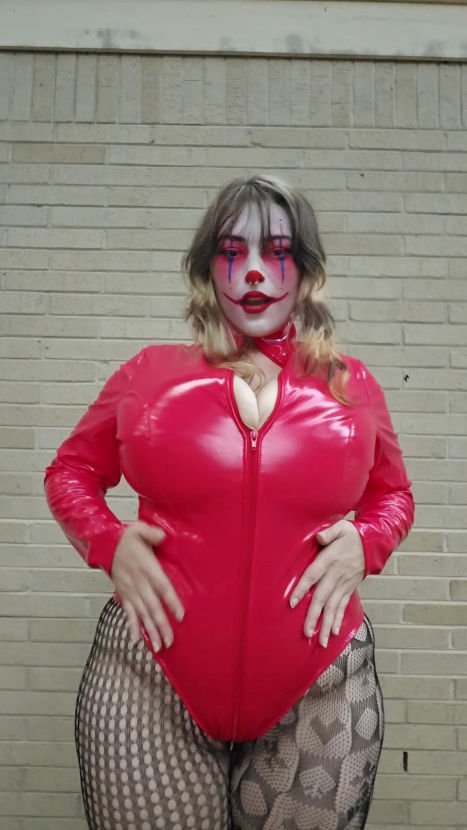 Big Titty Texan Clown PVC Bodysuit Worship